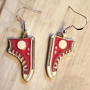 PINK Converse Style Silver Tone Earrings 925S Sterling Post ER